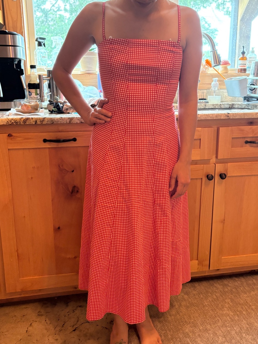 Abercrombie & Fitch Red Gingham Midi Dress - Picture 11 of 11